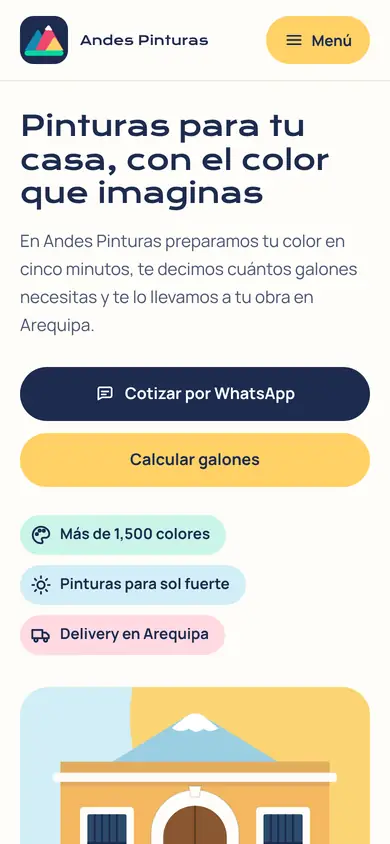 Portada de la demo Distribuidora Andes Pinturas en celular