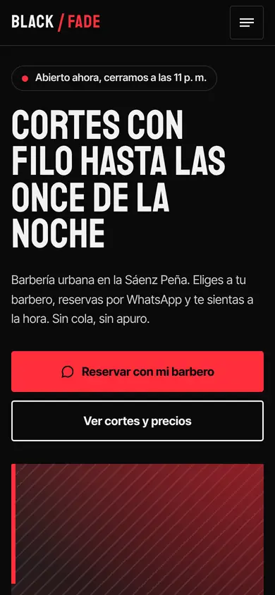 Portada de la demo Black Fade Barbershop en celular