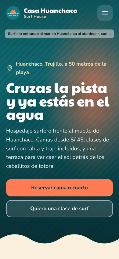 Portada de la demo Casa Huanchaco Surf House en celular