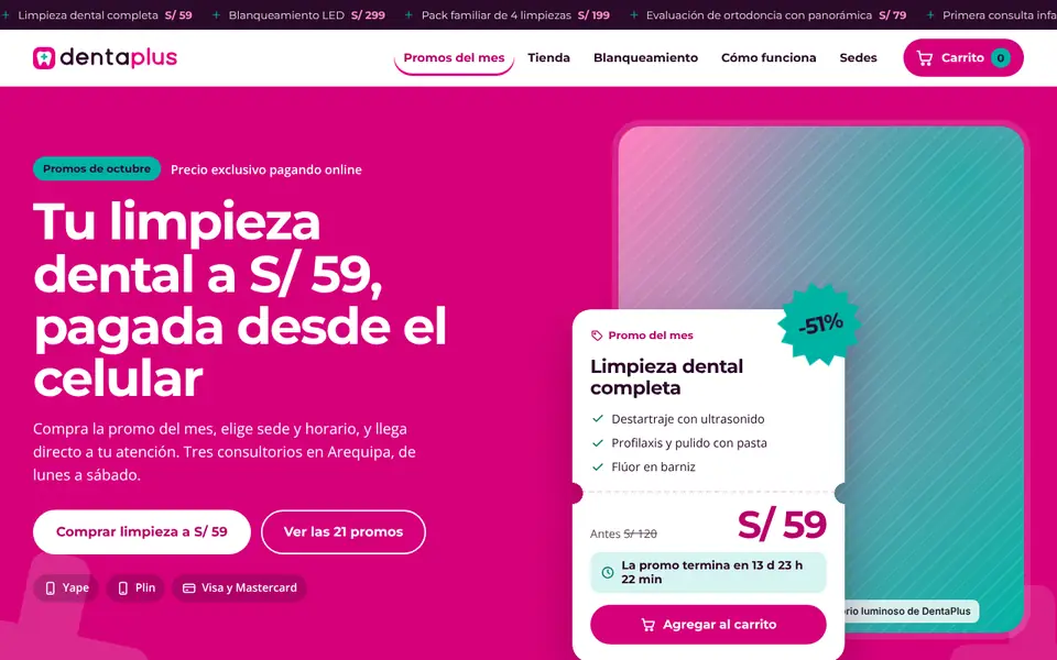 Demo DentaPlus Arequipa, Web Negocio Pro