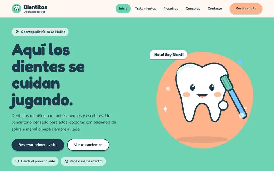 Demo Dientitos Odontopediatría, Web Emprendedor