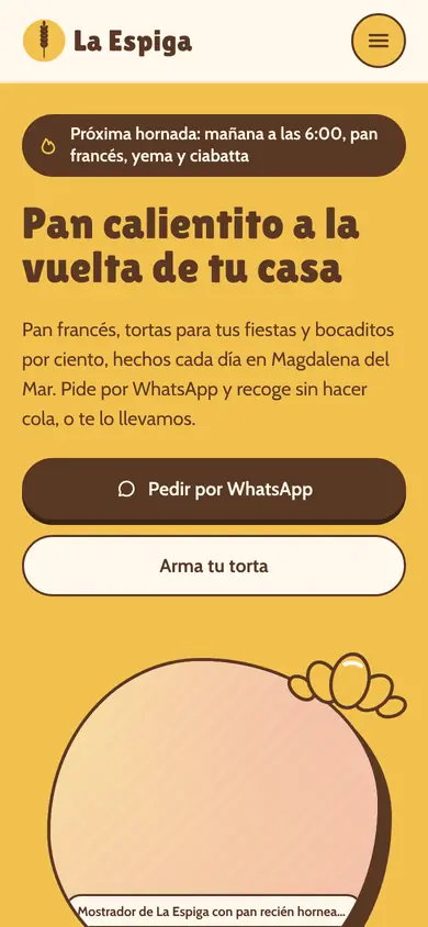 Portada de la demo Panadería La Espiga en celular
