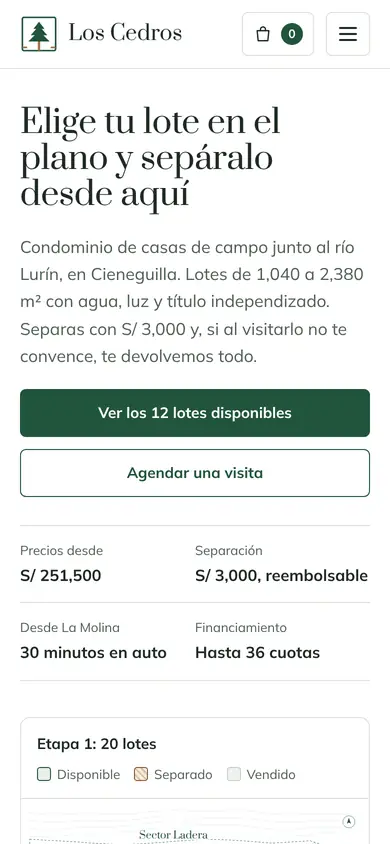 Portada de la demo Condominio Los Cedros en celular