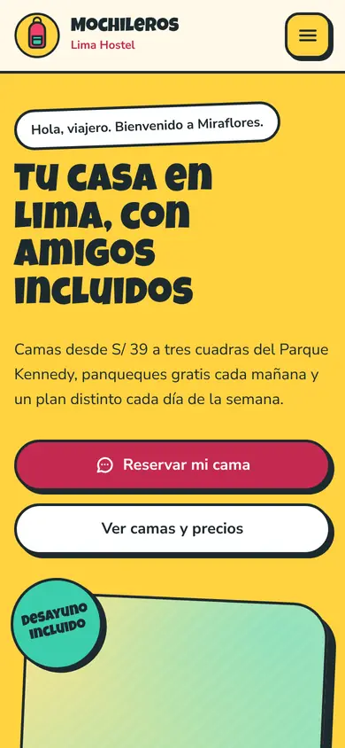 Portada de la demo Mochileros Lima Hostel en celular