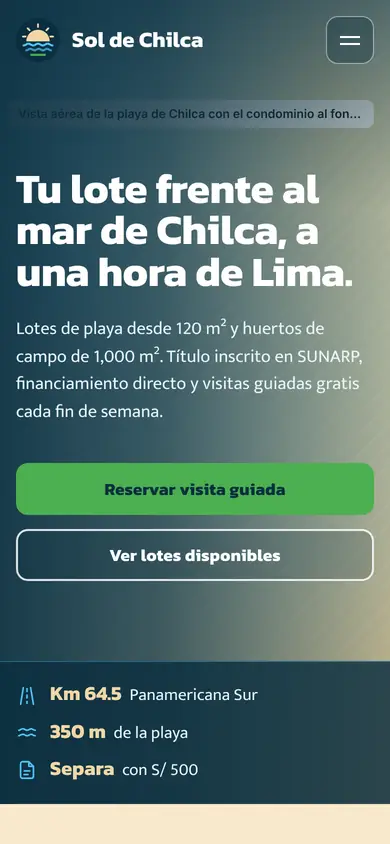 Portada de la demo Lotes Sol de Chilca en celular