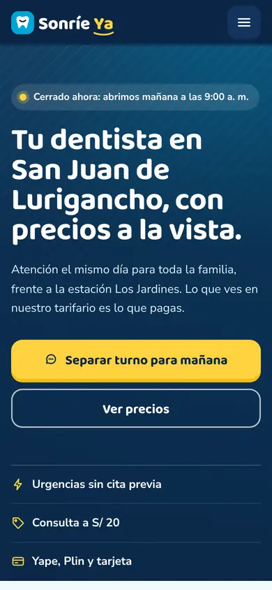 Portada de la demo Sonríe Ya Consultorio Dental en celular