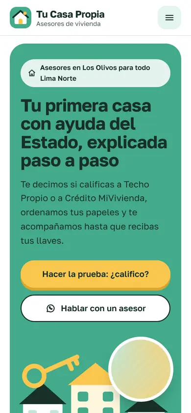 Portada de la demo Tu Casa Propia Asesores en celular