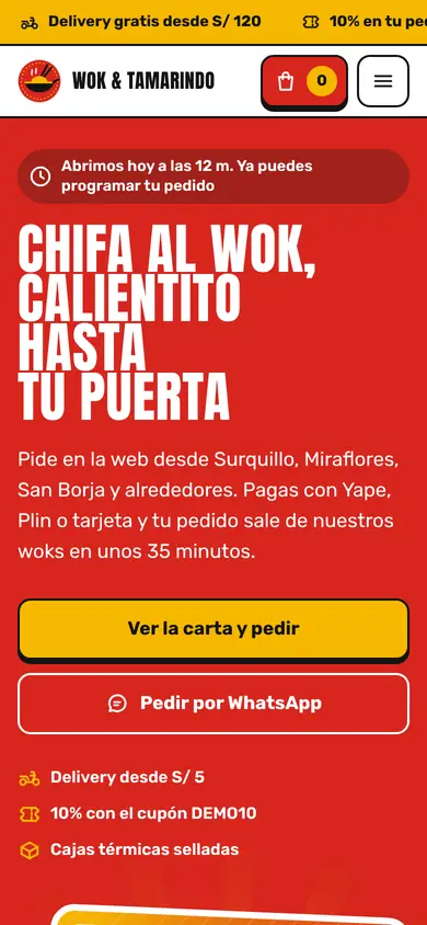 Portada de la demo Wok & Tamarindo en celular